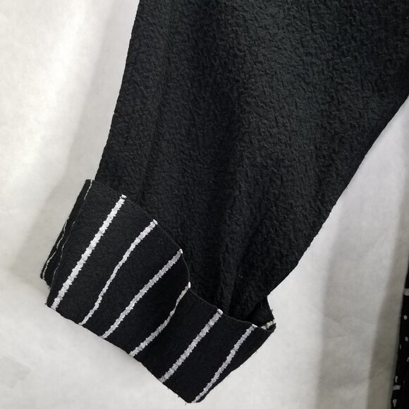 Ali Miles Woven Jacquard Button Front Jacket Women's 1X Black Red Artsy Blouse - Picture 6 of 12